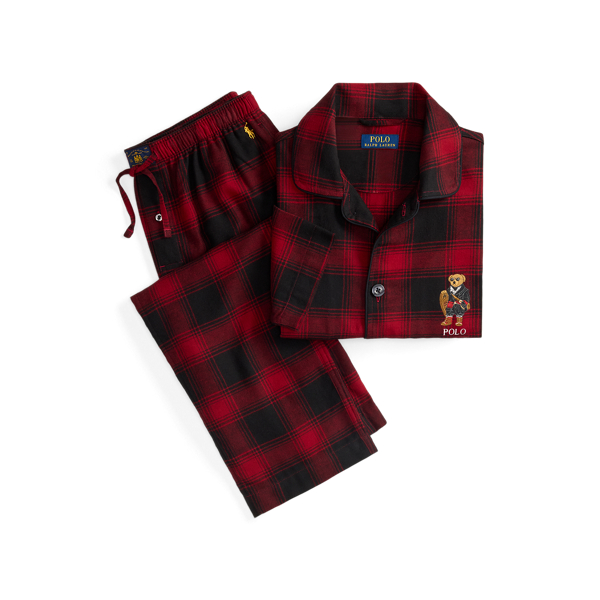 Karierter Flanell-Pyjama mit Polo Bear