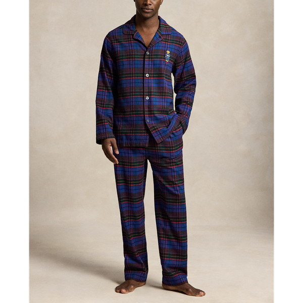 Green Jewel Blue Polo Bear Plaid Flannel Pyjama Set Polo Ralph Lauren 2
