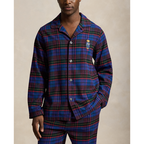 Green Jewel Blue Polo Bear Plaid Flannel Pyjama Set Polo Ralph Lauren 3