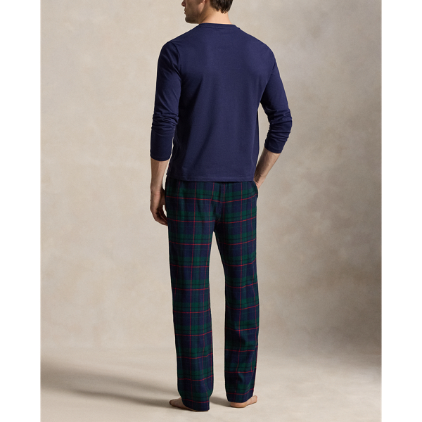 Pigiama in jersey di cotone e flanella Polo Ralph Lauren in Blu navy/Verde multi 3