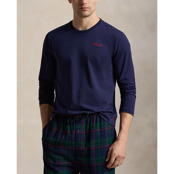 Pigiama in jersey di cotone e flanella Polo Ralph Lauren in Blu navy/Verde multi 4