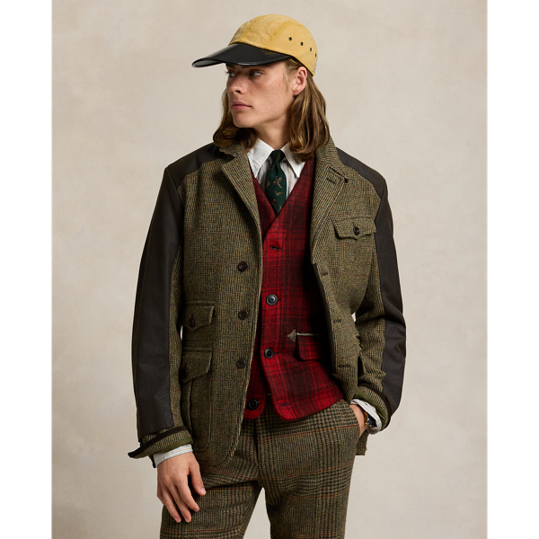 Loden Brown Tailored Oilcloth-Shetland Wool Jacket Polo Ralph Lauren 1