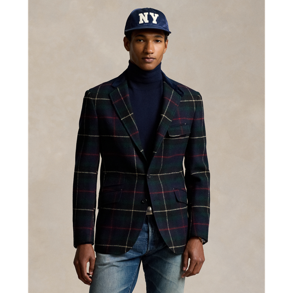 Polo Tailored Plaid Wool Suit Jacket