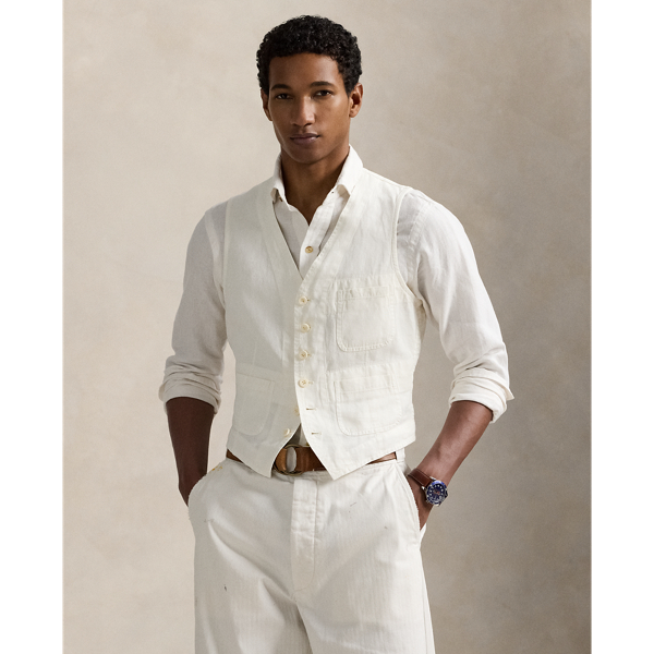Weste aus Baumwoll-Leinen-Twill