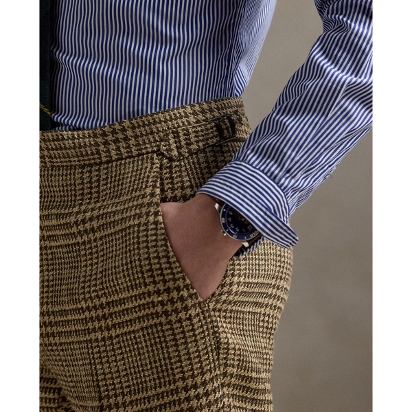 Glen Plaid Linen-Silk Suit Trouser