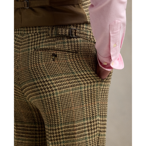 Glen Plaid Linen-Blend Suit Trouser