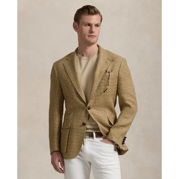 Light Brown/Tan The RL67 Houndstooth Linen-Blend Jacket Polo Ralph Lauren 1
