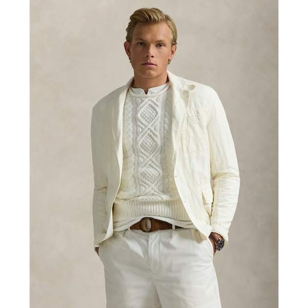 Tailored-Fit Anzugjacke mit Leinen