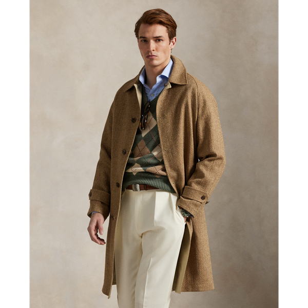 Tan/Brown Reversible Herringbone-Poplin Topcoat Polo Ralph Lauren 1