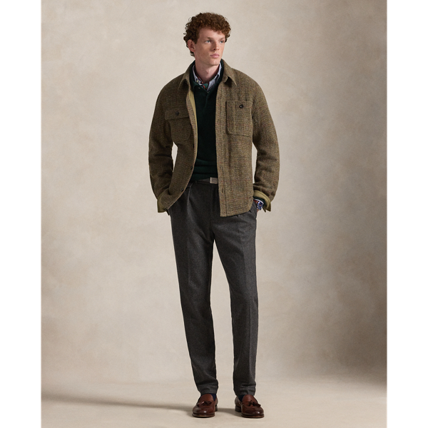 POLO RALPH LAUREN × HARRIS TWEED / Harris Tweed/ウールシャツジャケット(厚手)/テックウィーブ/L/ウール/カーキ/タグ付 ティックウィーブ Harris Tweed ジャケット | ラルフ ローレン公式