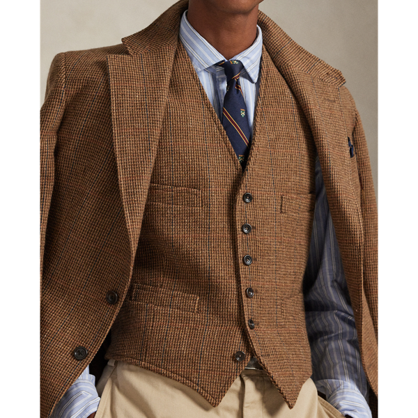 Tick-Weave Tweed Vest