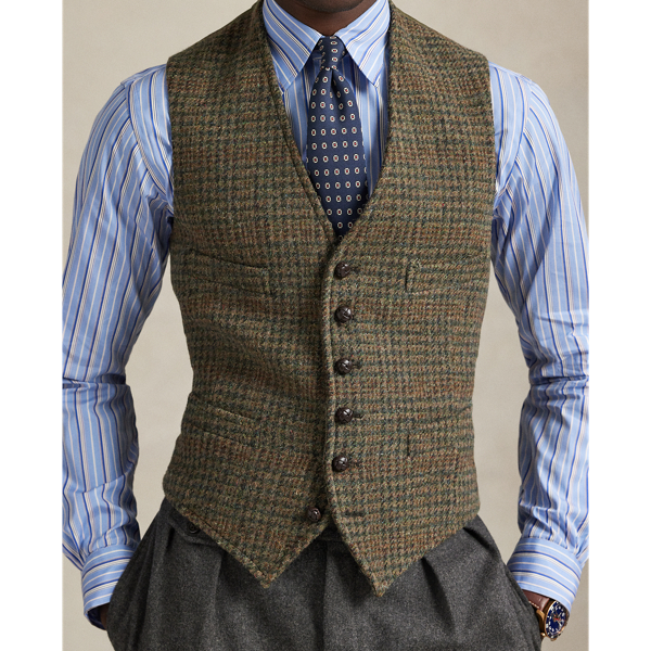 Plaid Wool Tweed Vest
