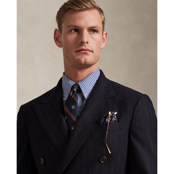 【4】ラルフローレン ♡ ウール100％ ピンストライプ ジャケット ブラウン 4】ラルフローレン ♡ ウール100％ ピンストライプ ジャケット