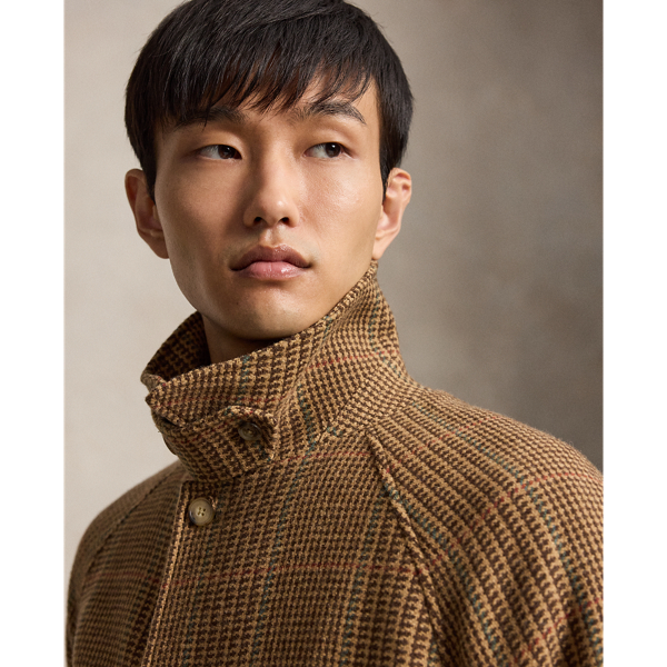 Trench Balmacaan en tweed &eacute;cossais