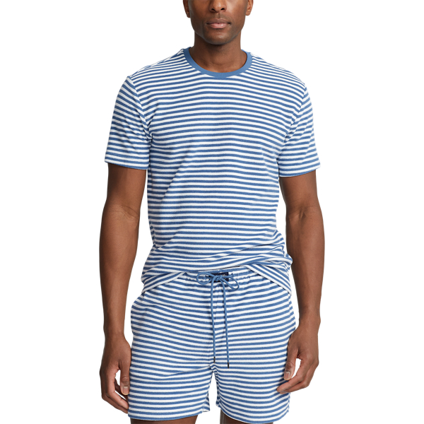 Delta Blue Stripe Striped Terry Cabana Sleep Shirt Polo Ralph Lauren 3