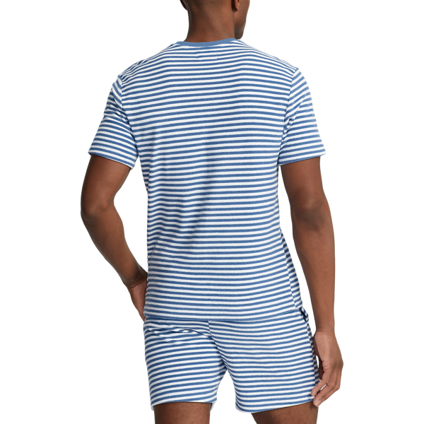 Delta Blue Stripe Striped Terry Cabana Sleep Shirt Polo Ralph Lauren 4