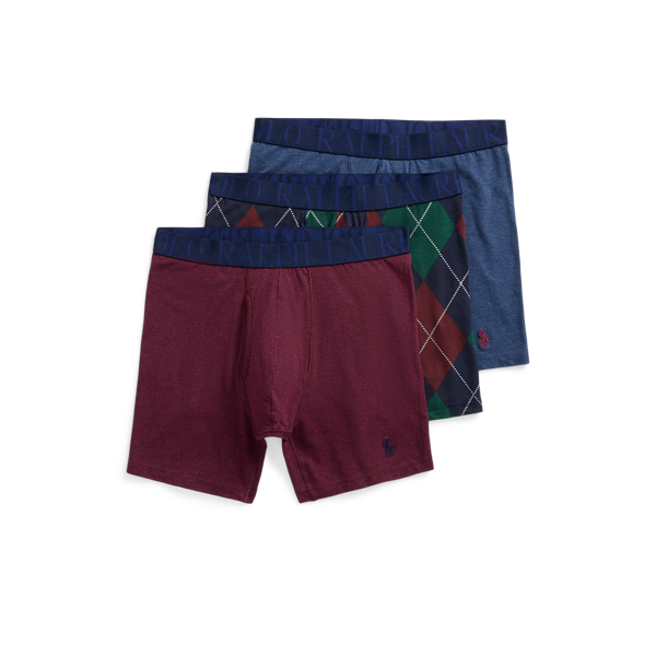 Blue Green Wine Heather Stretch Cotton Boxer Brief 3-Pack Polo Ralph Lauren 1