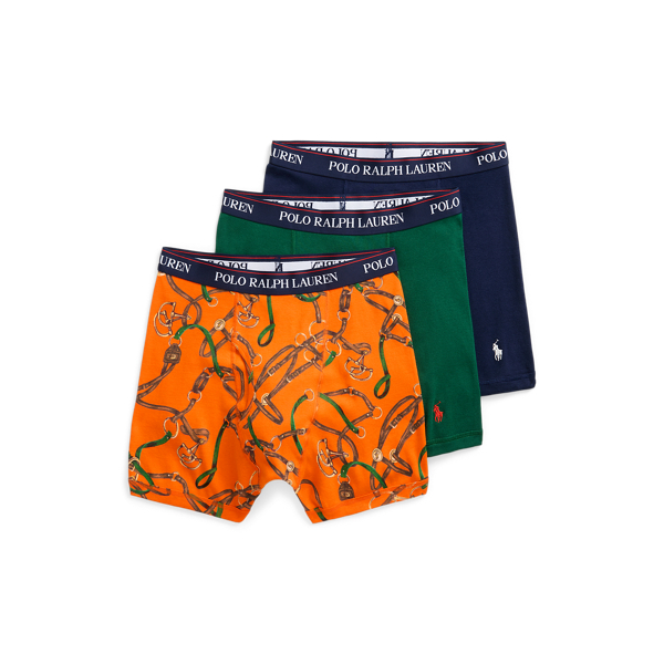 Navy Forest Bridle Print Cotton Wicking Boxer Brief 3-Pack Polo Ralph Lauren 1