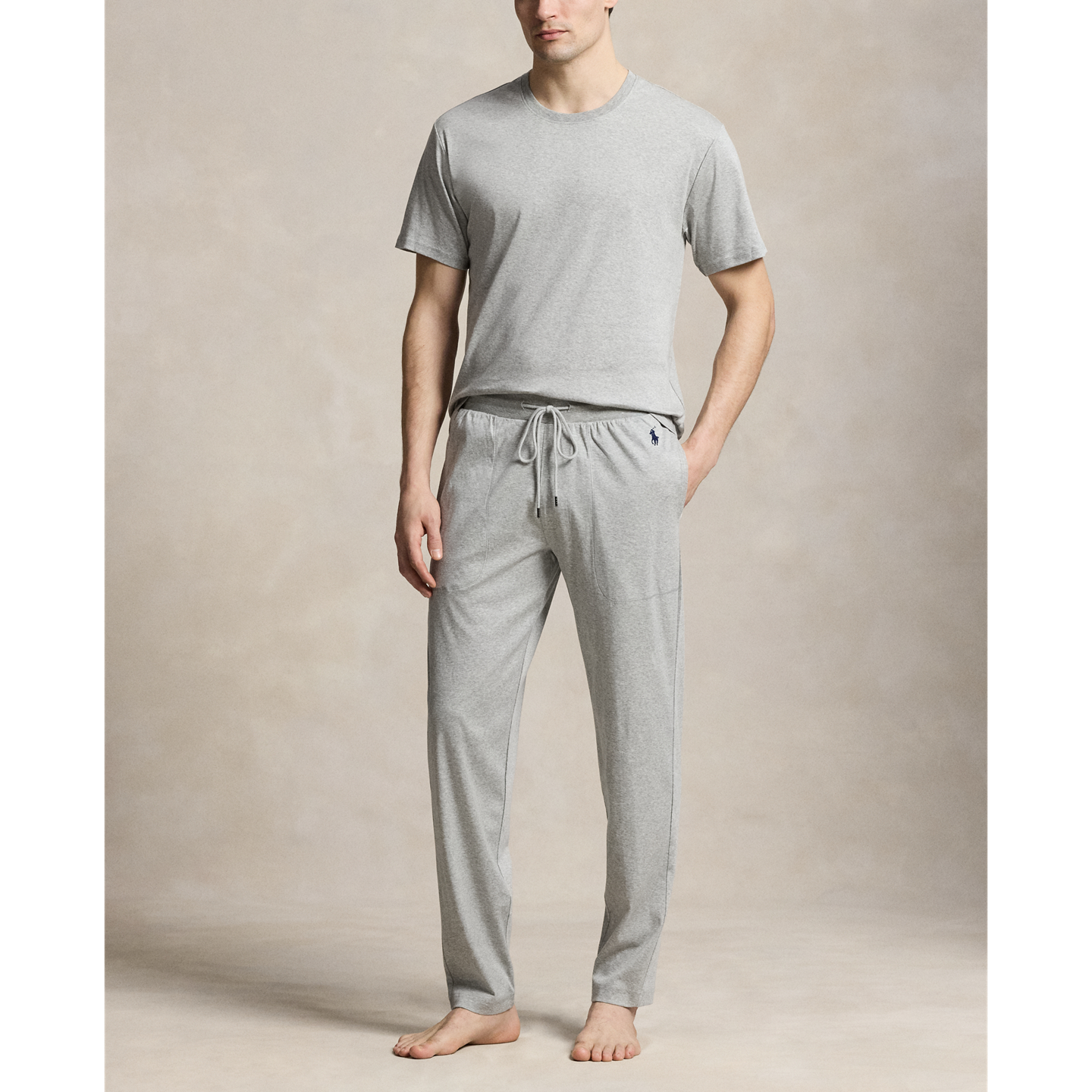 Пижамные брюки Mercerized для мужчин, хлопок — Ralph Lauren, цвет: Меланжевый — фото 1