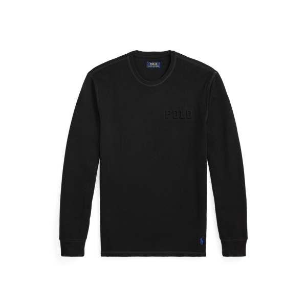 Polo Black Logo Waffle-Knit Sleep Shirt Polo Ralph Lauren 1