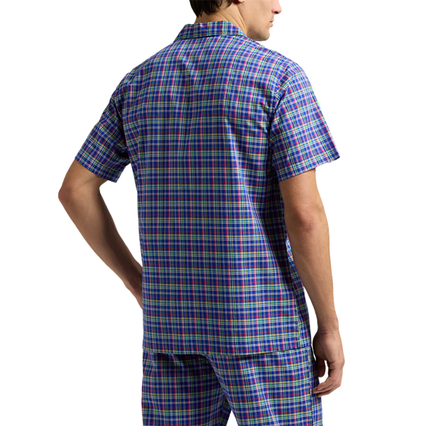 Med Plaid/cruise Navy Plaid Cotton Pajama Shirt Polo Ralph Lauren 4