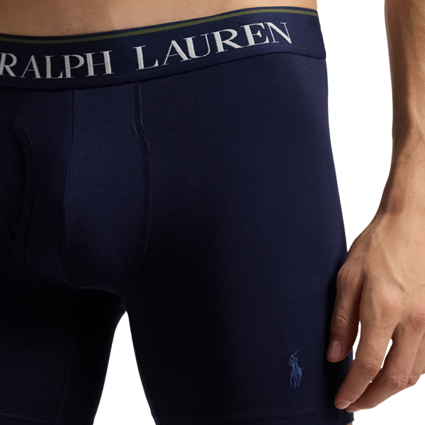 Navy Scenic Andover Cotton Wicking Boxer Brief 3-Pack Polo Ralph Lauren 3