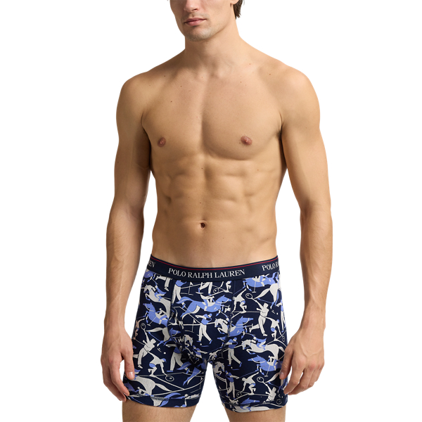 Print Red Blue Cotton Wicking Boxer Brief 3-Pack Polo Ralph Lauren 2