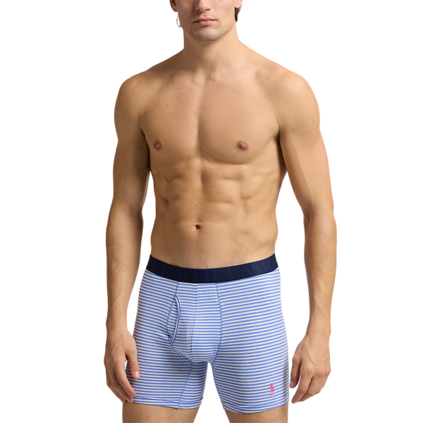 Blue Stripe/Pink/Heather Stretch Cotton Boxer Brief 3-Pack Polo Ralph Lauren 2