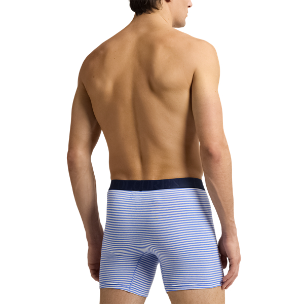 Blue Stripe/Pink/Heather Stretch Cotton Boxer Brief 3-Pack Polo Ralph Lauren 4
