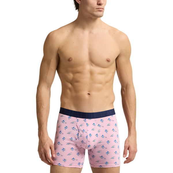 Blue Stripe/Pink/Heather Stretch Cotton Boxer Brief 3-Pack Polo Ralph Lauren 5
