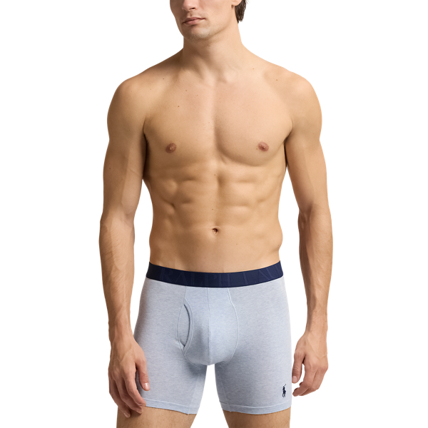 Blue Stripe/Pink/Heather Stretch Cotton Boxer Brief 3-Pack Polo Ralph Lauren 6