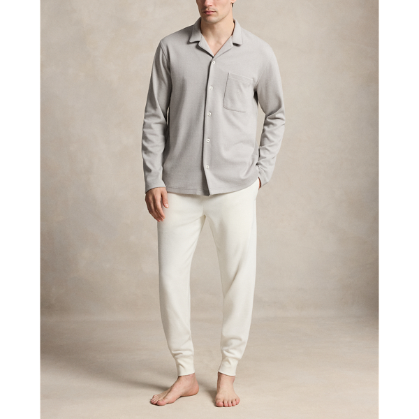 Herringbone-Knit Pajama Shirt