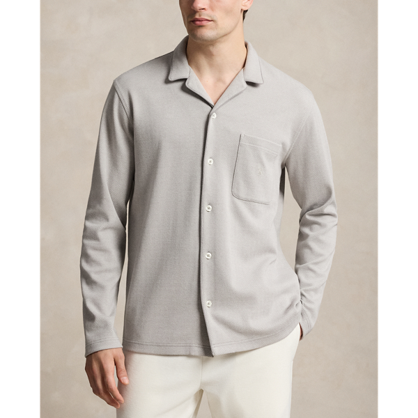 Herringbone-Knit Pajama Shirt