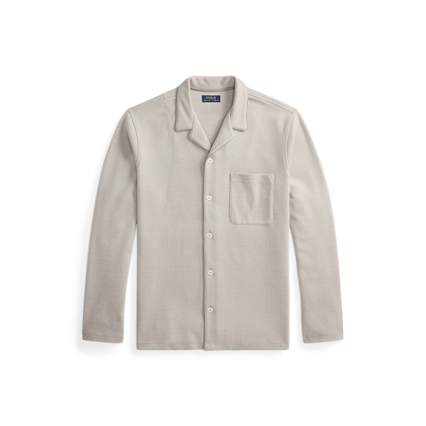 Herringbone-Knit Pajama Shirt