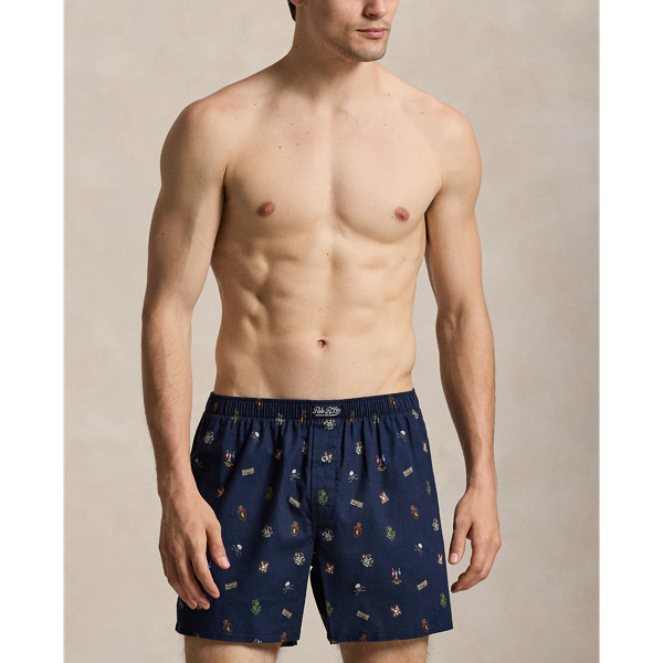 Navy Multi Print Cotton Flannel Boxer Polo Ralph Lauren 2