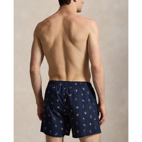 Navy Multi Print Cotton Flannel Boxer Polo Ralph Lauren 3