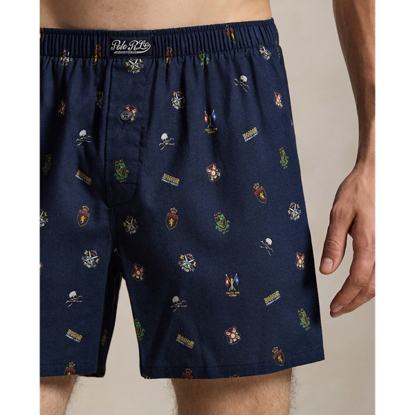 Navy Multi Print Cotton Flannel Boxer Polo Ralph Lauren 4