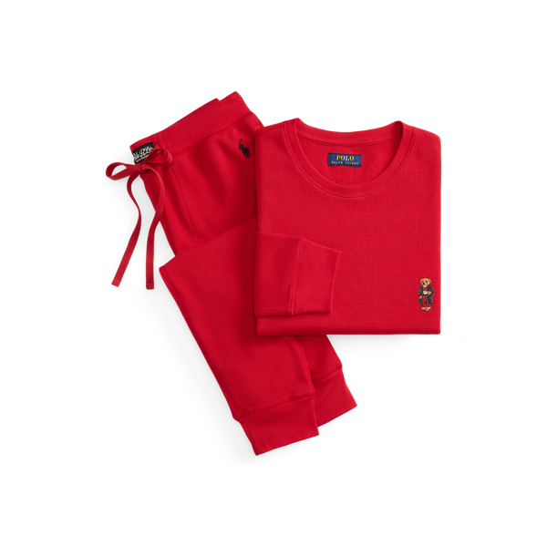 Red Polo Bear Waffle-Knit Sleep Set Polo Ralph Lauren 1