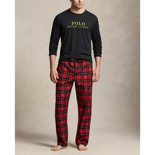 Logo & Plaid Cotton Sleep Set