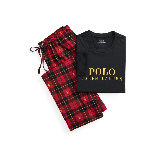 Logo & Plaid Cotton Sleep Set