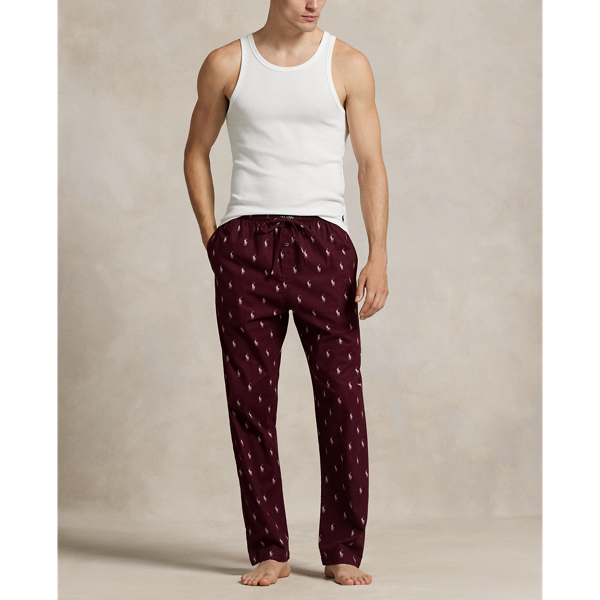 Classic Wine/Nevis Allover Pony Flannel Pajama Pant Polo Ralph Lauren 2