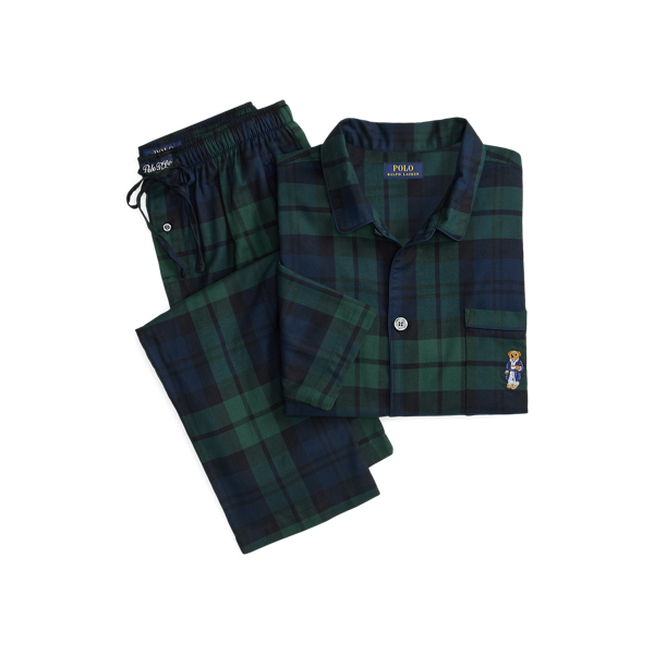 Polo Bear Plaid Flannel Sleep Set