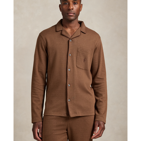 Herringbone-Knit Pajama Shirt