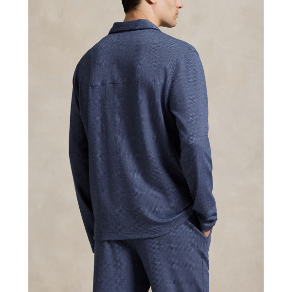 Cruise Navy Herringbone-Knit Pajama Shirt Polo Ralph Lauren 4