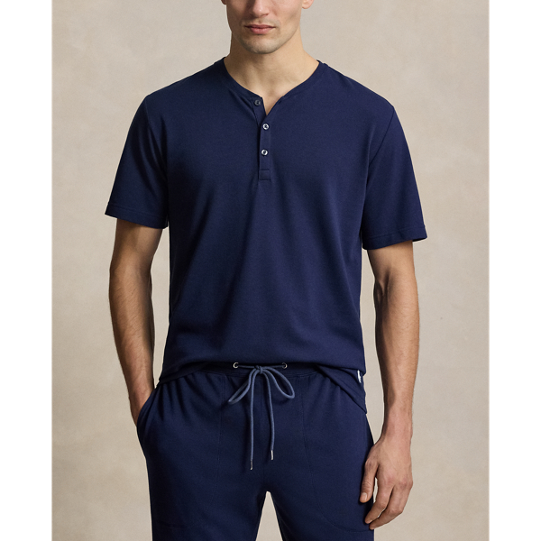 Cruise Navy Featherweight Mesh Henley Sleep Shirt Polo Ralph Lauren 2