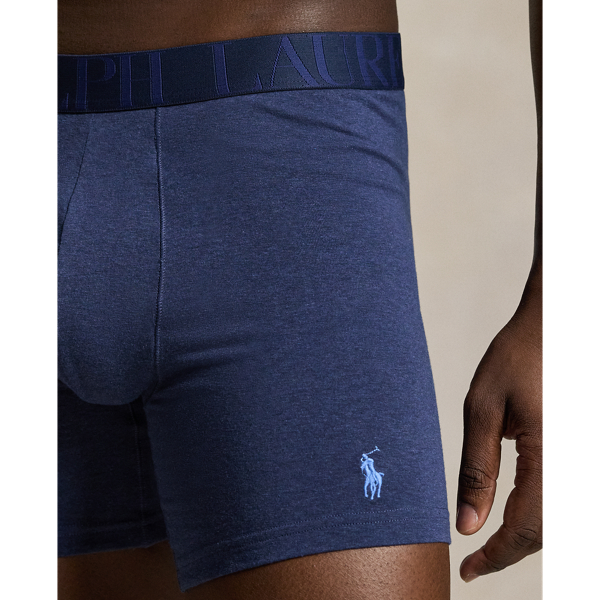 Spring Navy Heather Stretch Cotton Boxer Brief 3-Pack Polo Ralph Lauren 3