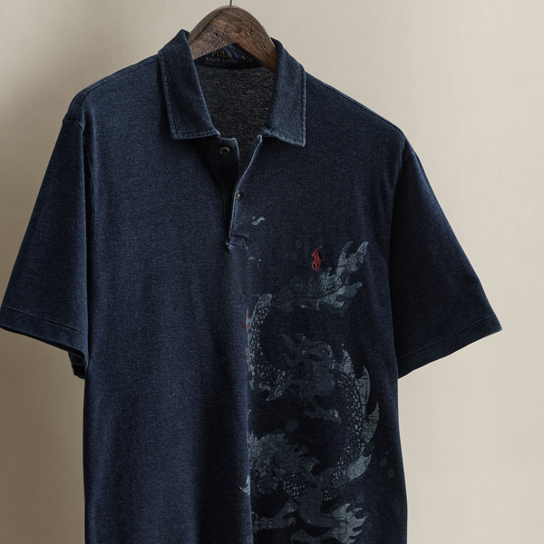 2017 Dragon-Print Polo Shirt - Size L