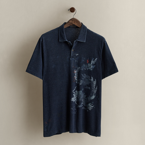 2017 Dragon-Print Polo Shirt - Size L