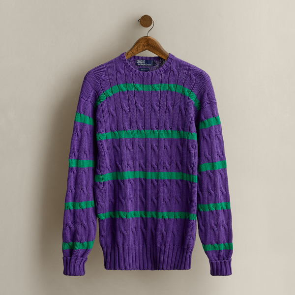 1991 Striped Cable-Knit Sweater - Size M