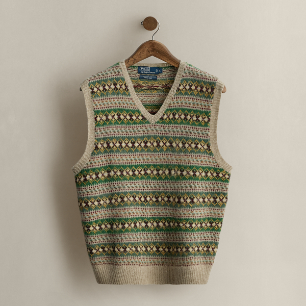 Multi 2006 Hand-Knit Sweater Vest - Size L Ralph Lauren Vintage 1